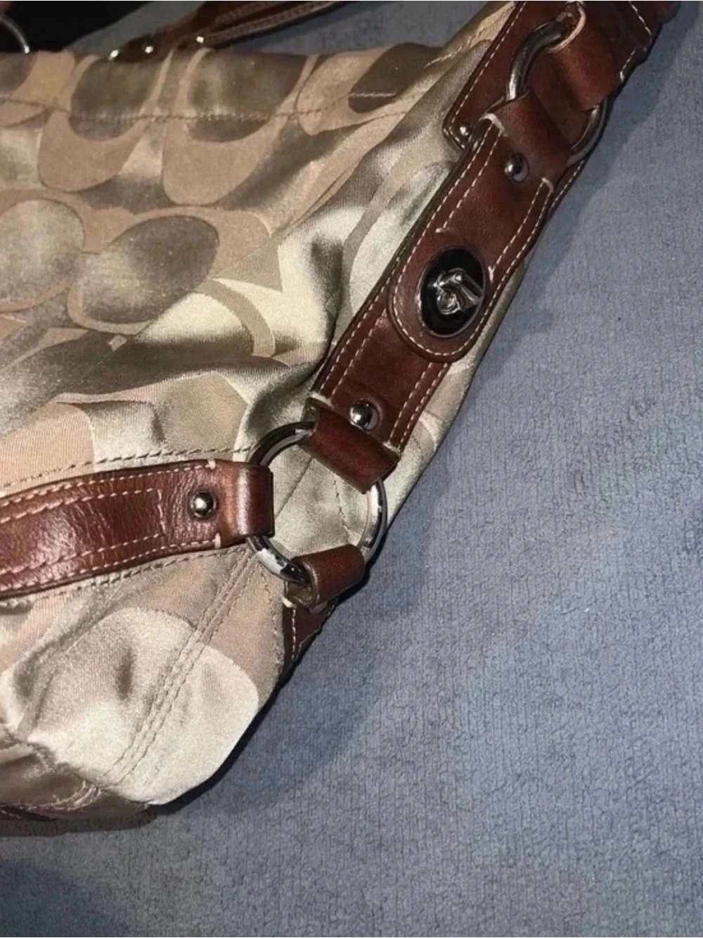 Coach Hobo Bag in Khaki and Brown Signature Canvas